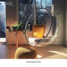 Függő fotel, átlátszó/arany/fehér, BUBBLE NEW TYP 1