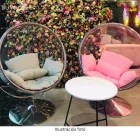 Függő fotel állvánnyal, átlátszó/ezüst/szürke, BUBBLE NEW TYP 2