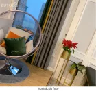 Függő fotel állvánnyal, átlátszó/ezüst/szürke, BUBBLE NEW TYP 2