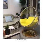 Függő fotel állvánnyal, átlátszó/ezüst/szürke, BUBBLE NEW TYP 2