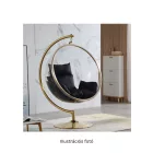 Függő fotel állvánnyal, átlátszó/ezüst/szürke, BUBBLE NEW TYP 3