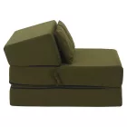Összecsukható matrac/fotel, 2v1, olivazöld, PELOS