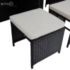 Kerti rattan szett, akácfa, fekete/krémszínű/természetes, MELFORD