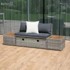Kerti rattan szett, szürke/természetes/krémszínű, DEBRA