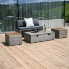 Kerti rattan szett, szürke/természetes/krémszínű, DEBRA