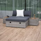 Kerti rattan szett, szürke/természetes/krémszínű, DEBRA