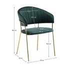 Design étkezőszék, sötétzöld Velvet szövet/gold króm arany, DASMIN TYP 1
