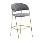 Design bárszék, szürkésbarna Velvet szövet/gold króm arany, DASMIN TYP 2