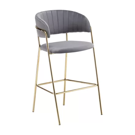 Design bárszék, szürkésbarna Velvet szövet/gold króm arany, DASMIN TYP 2