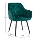 Dizájnos fotel, zöld Velvet szövet, FEDRIS NEW