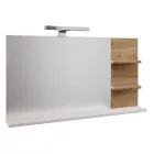 Tükör LED világítással, fehér/artisan tölgy, CUBO CUB04