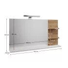 Tükör LED világítással, fehér/artisan tölgy, CUBO CUB04