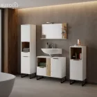 Tükör LED világítással, fehér/artisan tölgy, CUBO CUB04
