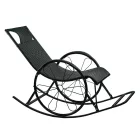 Hintaszék, rattan/fém, fekete, ROKIN