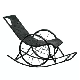 Hintaszék, rattan/fém, fekete, ROKIN