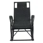 Hintaszék, rattan/fém, fekete, ROKIN
