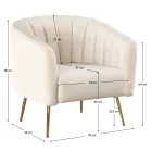 Design fotel, bézs Velvet szövet/gold króm-arany, BAGY