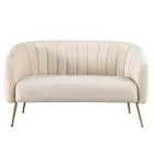 Design kétszemélyes kanapé, bézs Velvet szövet/gold króm-arany, BAGY