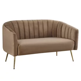   Design kétszemélyes kanapé, barna Velvet szövet/gold króm-arany, BAGY