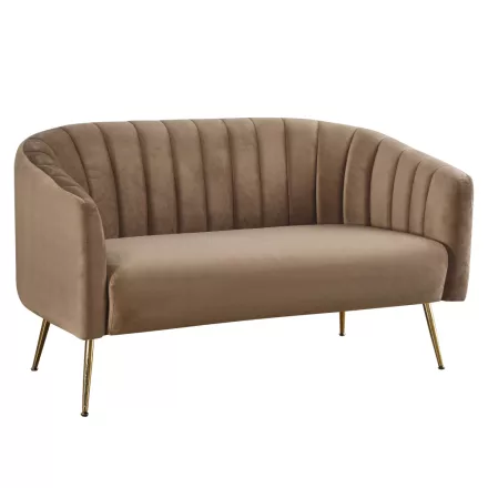 Design kétszemélyes kanapé, barna Velvet szövet/gold króm-arany, BAGY