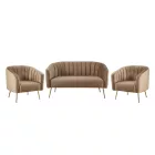 Design kétszemélyes kanapé, barna Velvet szövet/gold króm-arany, BAGY