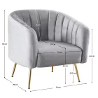 Design fotel, szürke Velvet szövet/gold króm-arany, BAGY