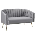 Design kétszemélyes kanapé, szürke Velvet szövet/gold króm-arany, BAGY