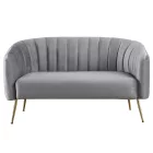 Design kétszemélyes kanapé, szürke Velvet szövet/gold króm-arany, BAGY