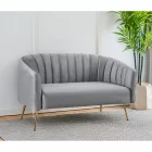 Design kétszemélyes kanapé, szürke Velvet szövet/gold króm-arany, BAGY