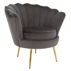 Art-deco stílusú fotel, szürkésbarna Velvet szövet/gold arany króm, NOBLEO