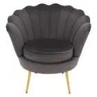 Art-deco stílusú fotel, szürkésbarna Velvet szövet/gold arany króm, NOBLEO