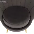 Art-deco stílusú fotel, szürkésbarna Velvet szövet/gold arany króm, NOBLEO