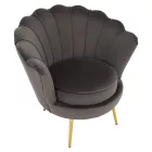 Art-deco stílusú fotel, szürkésbarna Velvet szövet/gold arany króm, NOBLEO