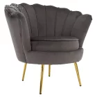 Art-deco stílusú fotel, szürkésbarna Velvet szövet/gold arany króm, NOBLEO