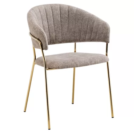 Design étkezőszék, barna szövet/gold króm arany, DASMIN TYP 1