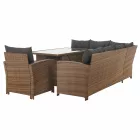 Kerti rattan szett, szürkésbarna/világosbarna, SAGIR