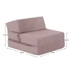 Összecsukható matrac/fotel, 2 az 1-ben, rózsaszín, MALEN