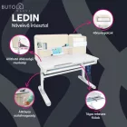 Növekvő íróasztal, natúr/fehér, LEDIN