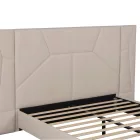 Ágy ágyráccsal és LED világítással, 160x200, bézs Velvet szövet, ALTESA