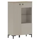 Alacsony vitrin, szürkésbarna Taupe/silverjack tölgy, DOMCA 1D1W/140