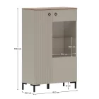 Alacsony vitrin, szürkésbarna Taupe/silverjack tölgy, DOMCA 1D1W/140