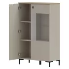 Alacsony vitrin, szürkésbarna Taupe/silverjack tölgy, DOMCA 1D1W/140