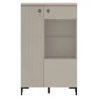 Alacsony vitrin, szürkésbarna Taupe/silverjack tölgy, DOMCA 1D1W/140