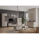 Alacsony vitrin, szürkésbarna Taupe/silverjack tölgy, DOMCA 1D1W/140