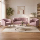 Design kétszemélyes kanapé, rózsaszín Velvet szövet/króm-ezüst, BAGY