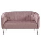 Design kétszemélyes kanapé, rózsaszín Velvet szövet/króm-ezüst, BAGY