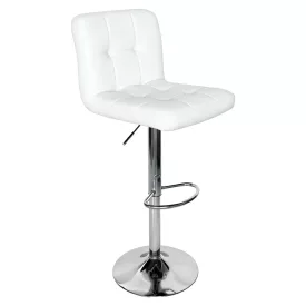 Bárszék, fehér textilbőr/króm, KANDY 2 NEW