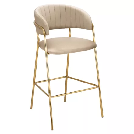 Design bárszék, bézs Velvet szövet/gold króm arany, DASMIN NEW TYP 2