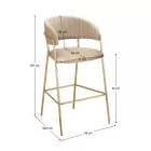 Design bárszék, bézs Velvet szövet/gold króm arany, DASMIN NEW TYP 2