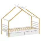 Montessori ágy, fehér/barna, 90x200, TARA